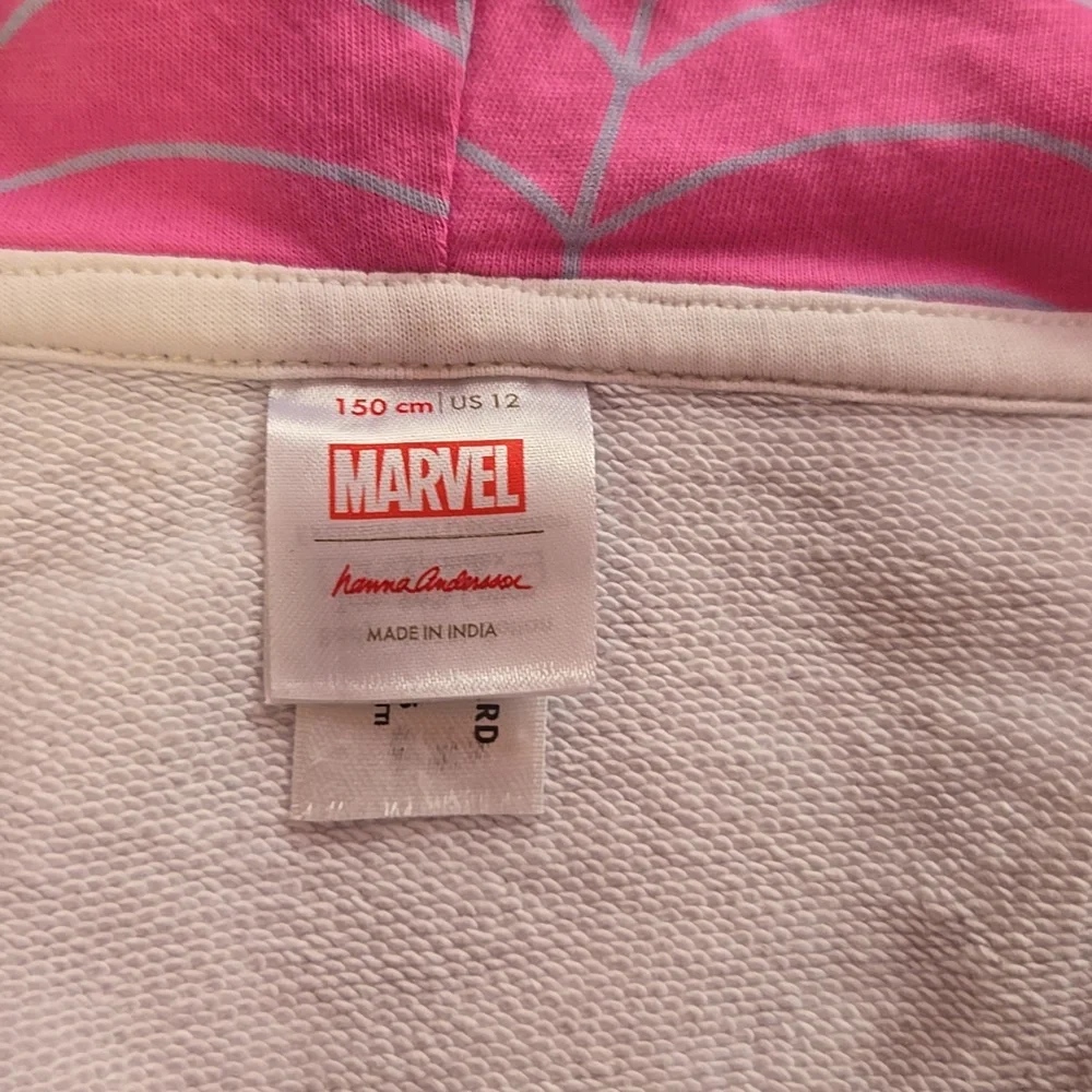 Marvel Girls' Cream & Pink Spider Hoodie with Black Pockets